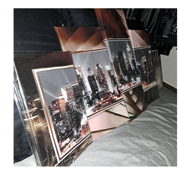 ALMOST 4 feet with 5 separate Modulor paintings NYC Skyline - Picture 6 of 7